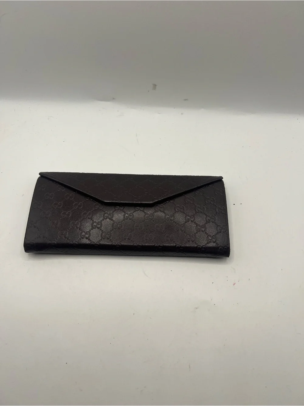 Gucci Brown  Embossed GG Leather Long Envelope sunglasses case